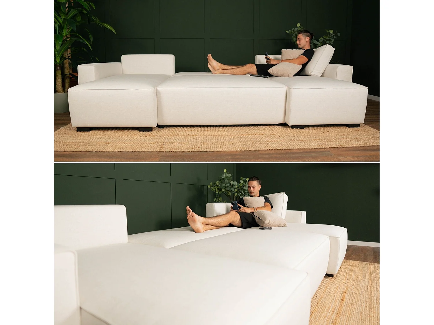 Divano Letto Angolare Jordan Beige 5 Posti con Contenitore - Design Contemporaneo, Comfort Medio, Tessuto Facile da Pulire