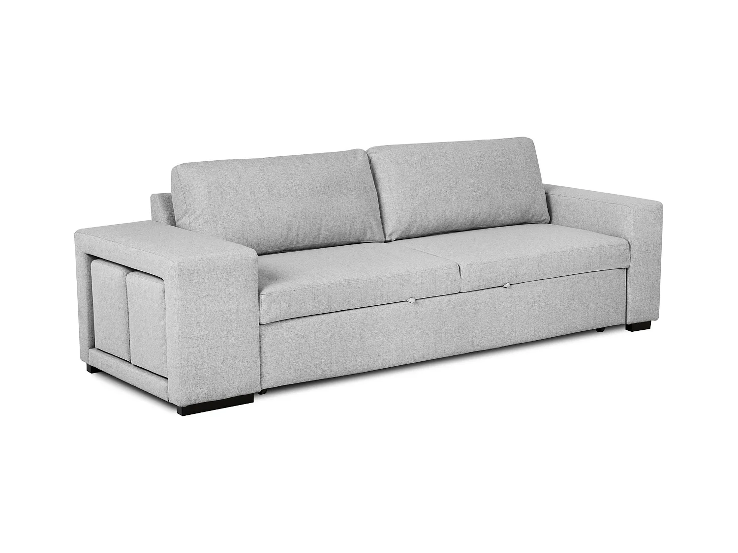 BUDWING Canapé-Lit Avery Gris avec 2 Poufs - 3 Places - 248x117x90 cm