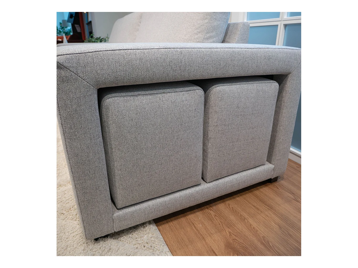 BUDWING Canapé-Lit Avery Gris avec 2 Poufs - 3 Places - 248x117x90 cm