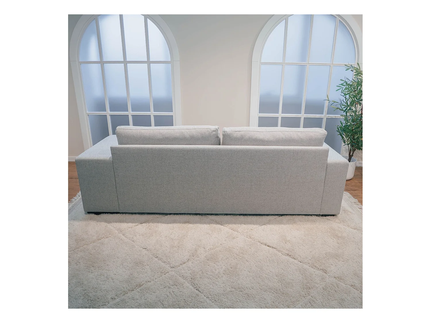 BUDWING Canapé-Lit Avery Gris avec 2 Poufs - 3 Places - 248x117x90 cm