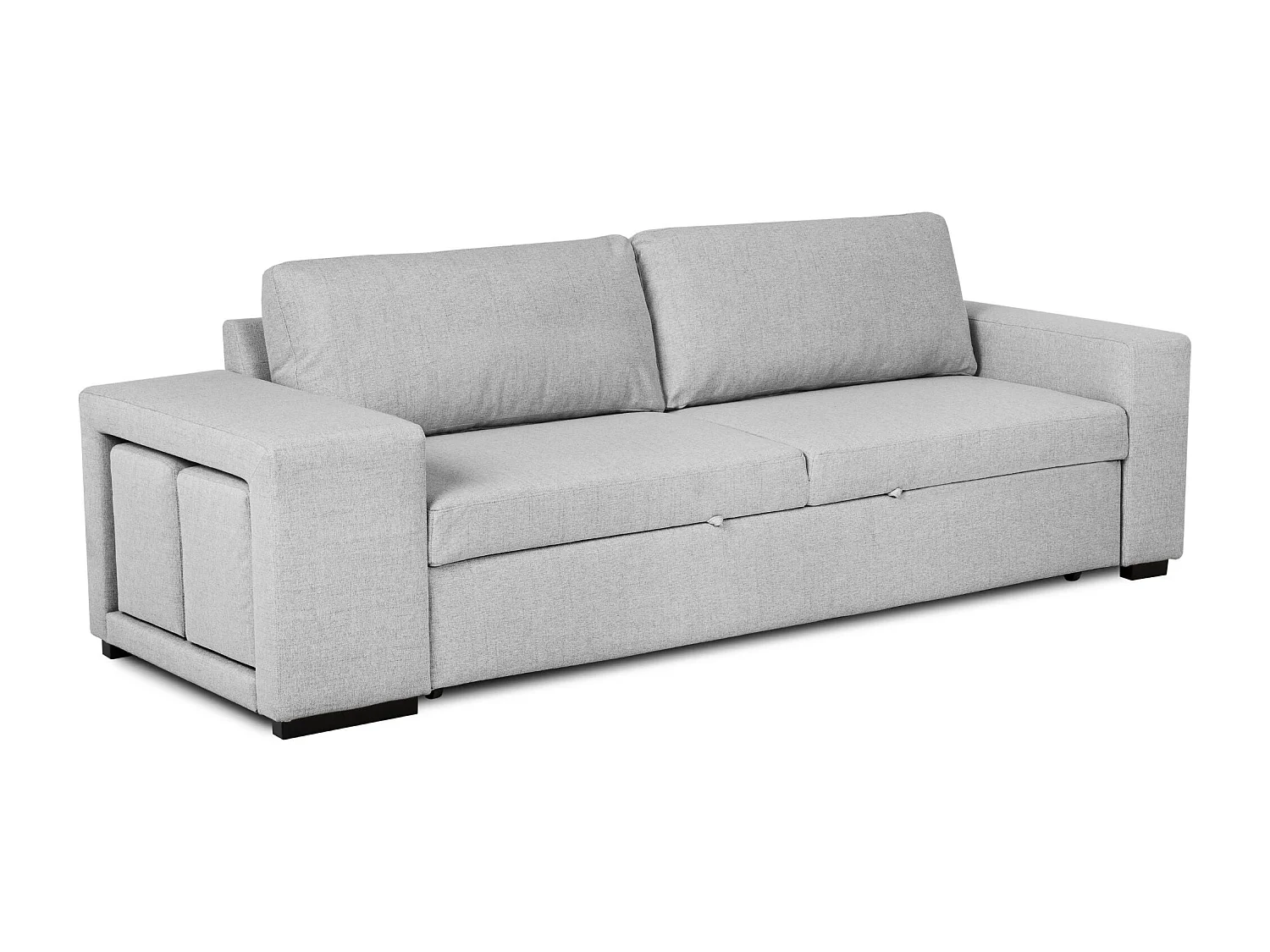 BUDWING Canapé-Lit Avery Gris avec 2 Poufs - 3 Places - 248x117x90 cm