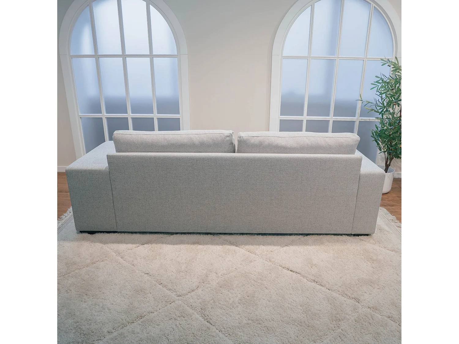 BUDWING Canapé-Lit Avery Gris avec 2 Poufs - 3 Places - 248x117x90 cm