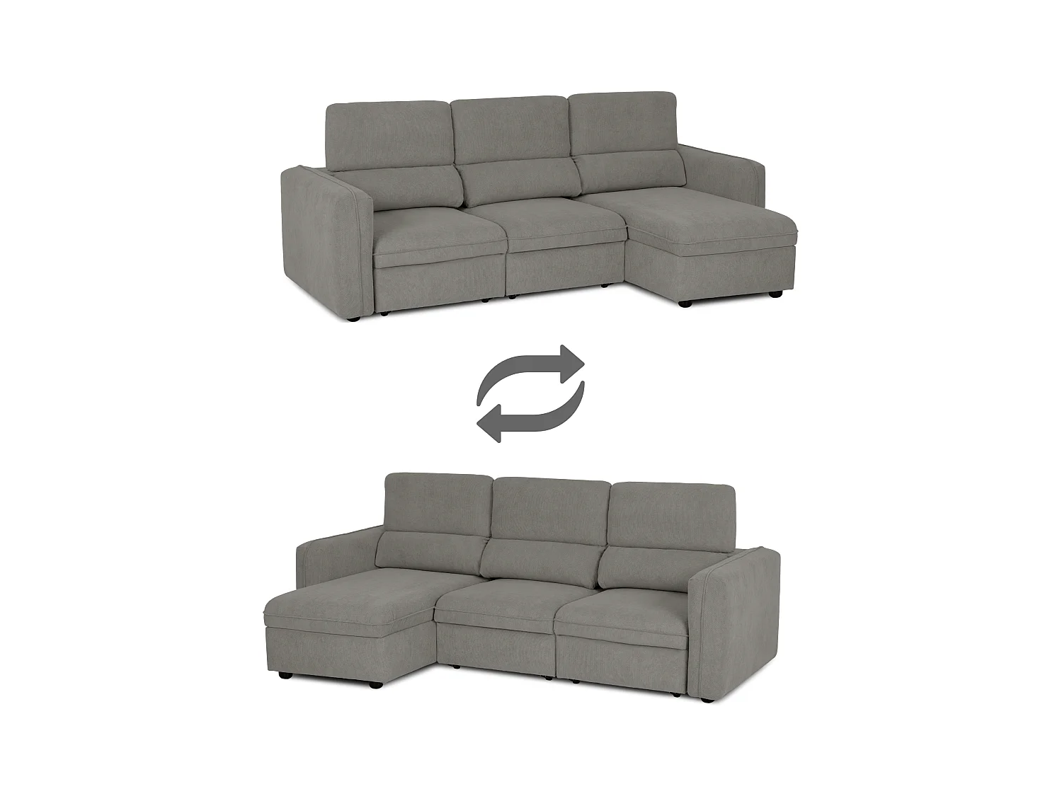 BUDWING Canapé-Lit Chaise Longue Morgan Gris - 4 Places - 236x148x95 cm