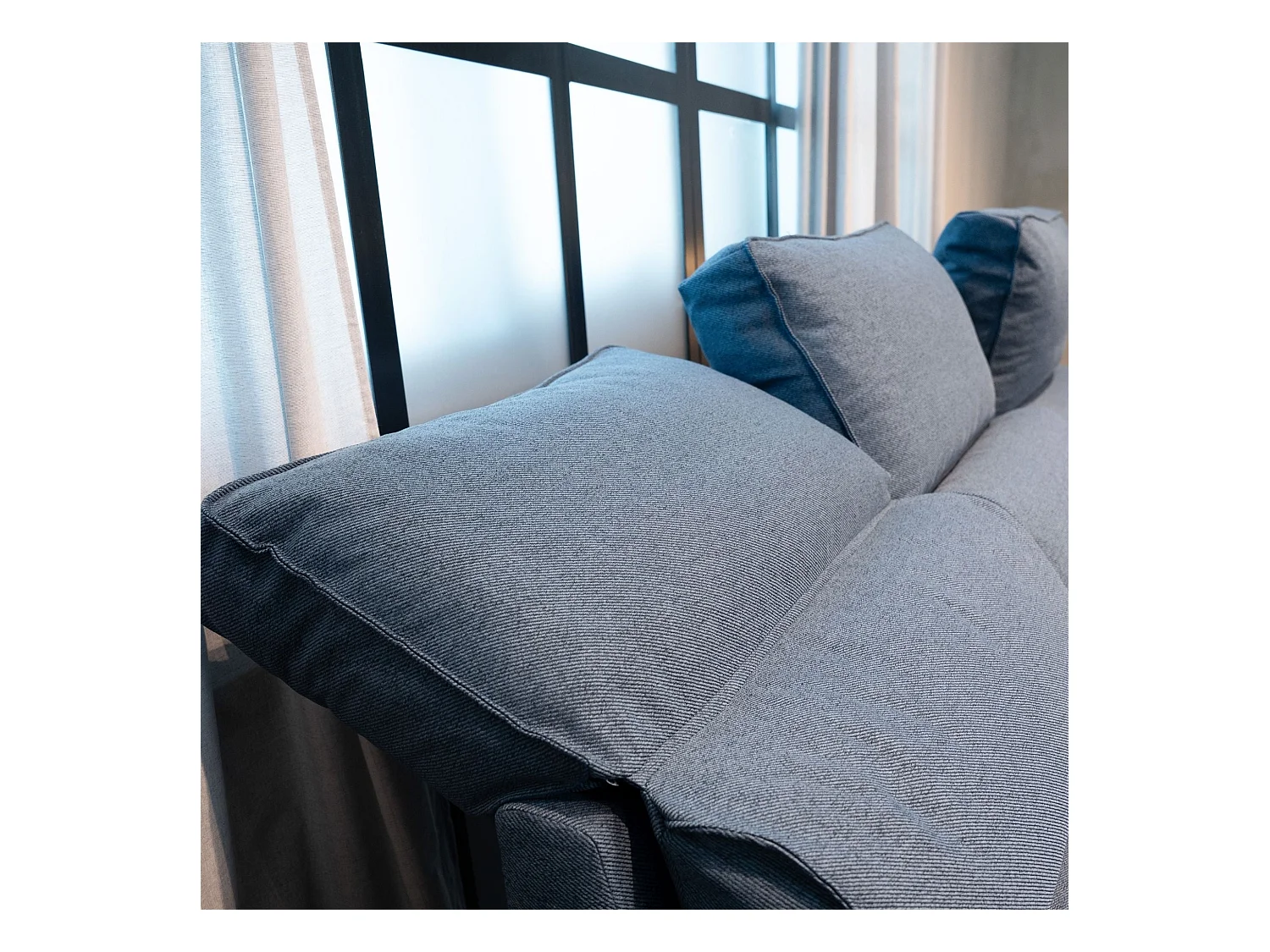 BUDWING Canapé-Lit Chaise Longue Harper Bleu - 4 Places - 248,5x156x103 cm