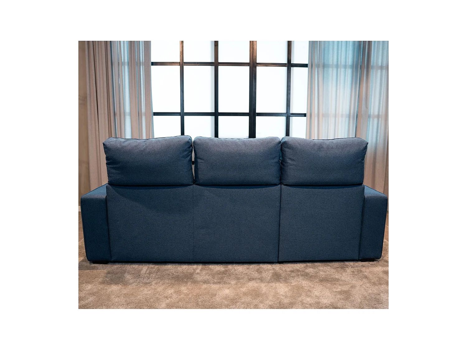 BUDWING Canapé-Lit Chaise Longue Harper Bleu - 4 Places - 248,5x156x103 cm