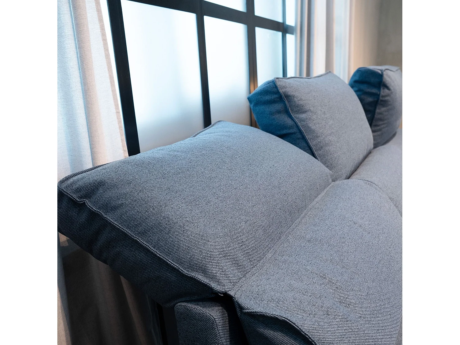 BUDWING Canapé-Lit Chaise Longue Harper Bleu - 4 Places - 248,5x156x103 cm