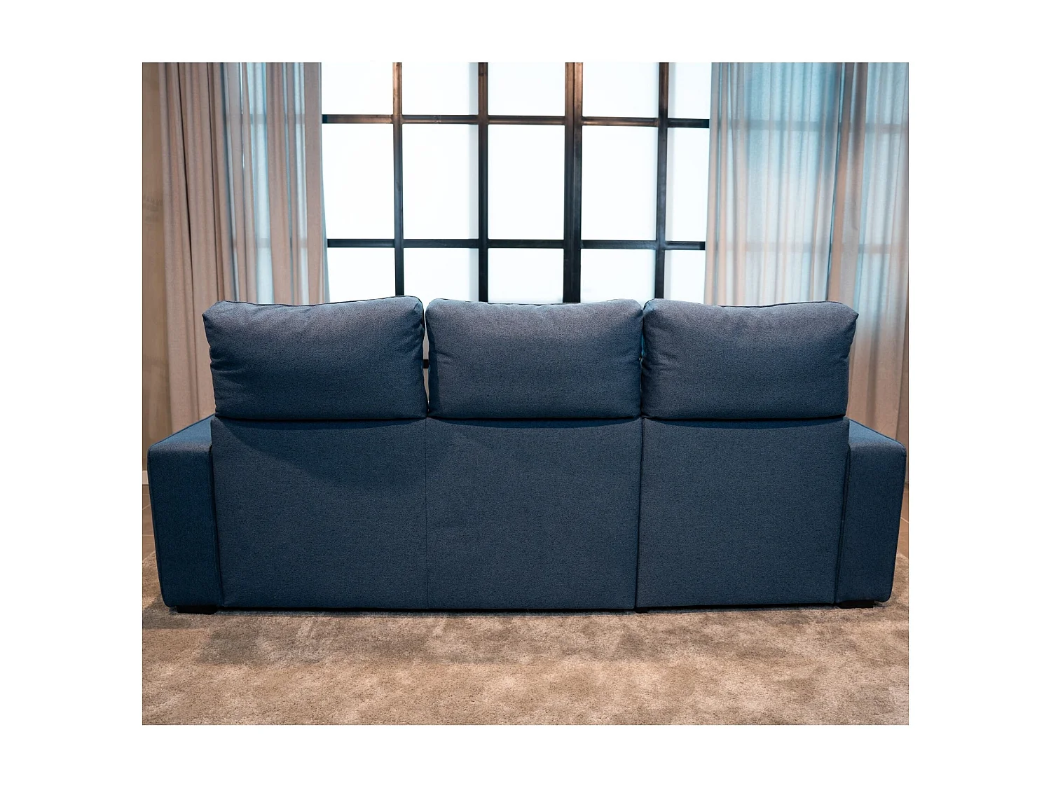 BUDWING Canapé-Lit Chaise Longue Harper Bleu - 4 Places - 248,5x156x103 cm