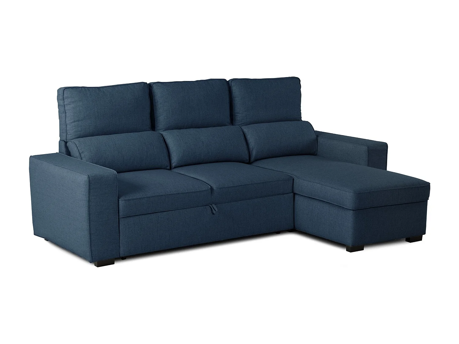 Canapé-lit 3 places Bleu - Chaise Longue Réversible Côté Droit/Gauche avec Rangement Intégré (248,5 x 117 x 103 cm) - HARPER