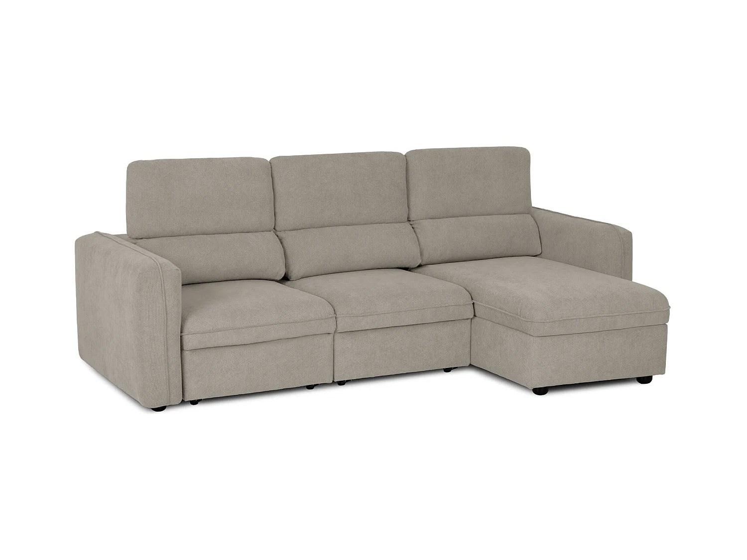 BUDWING Canapé-Lit Chaise Longue Morgan Beige - 4 Places - 236x148x95 cm