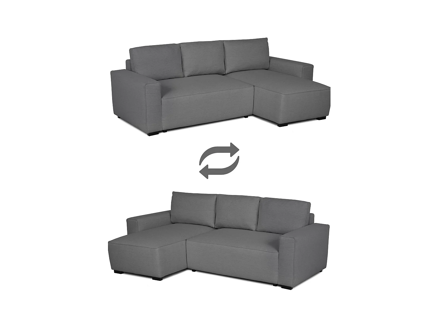 BUDWING Canapé-Lit Chaise Longue Jade Gris - 4 Places - 239x135x91 cm