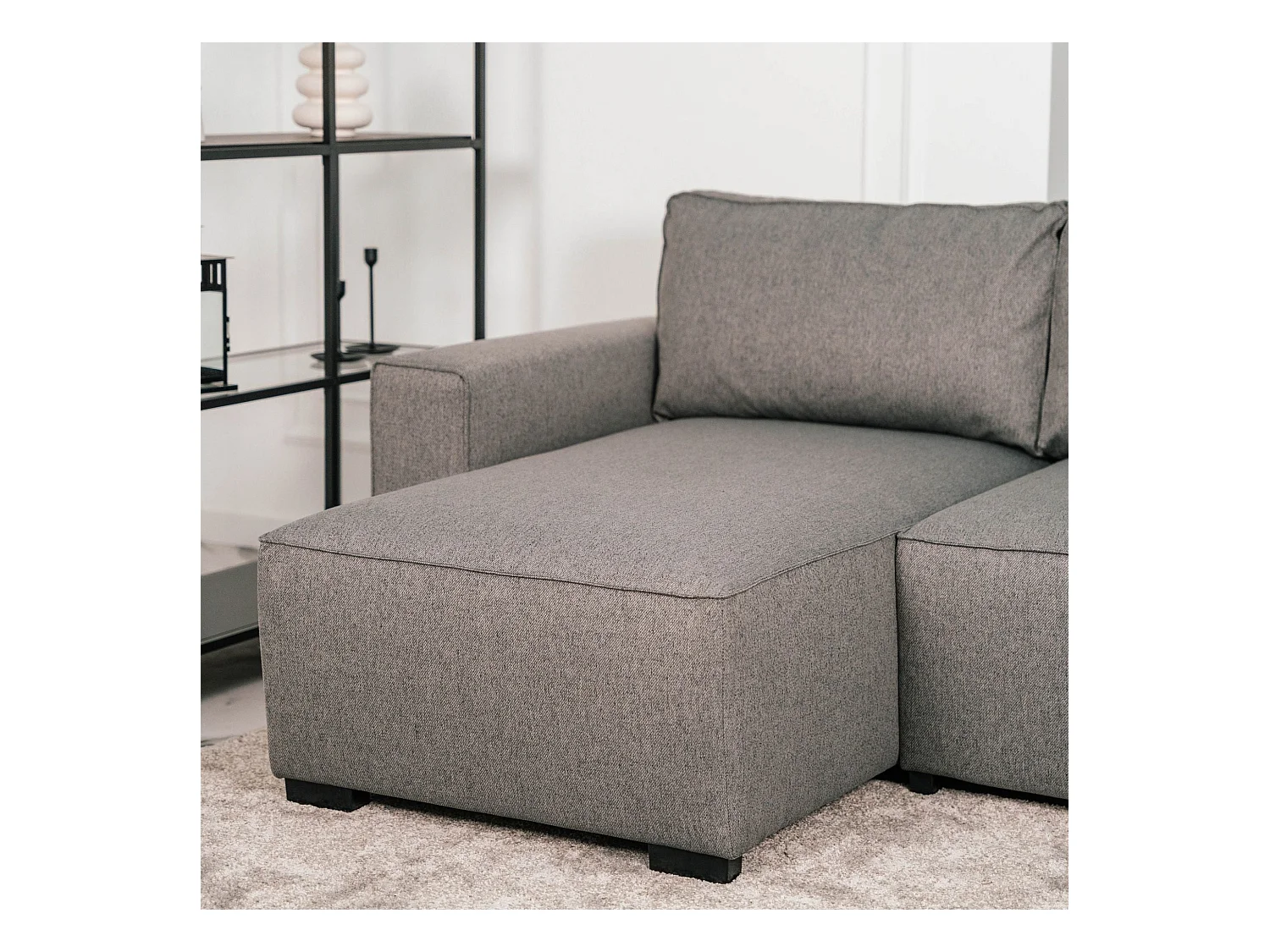 BUDWING Canapé-Lit Chaise Longue Jade Gris - 4 Places - 239x135x91 cm