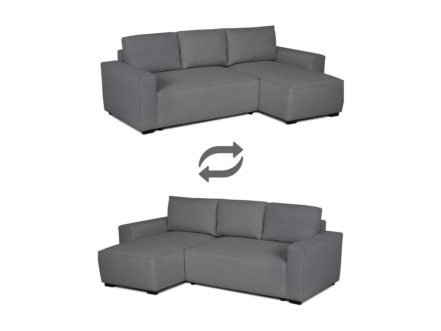 BUDWING Canapé-Lit Chaise Longue Jade Gris - 4 Places - 239x135x91 cm