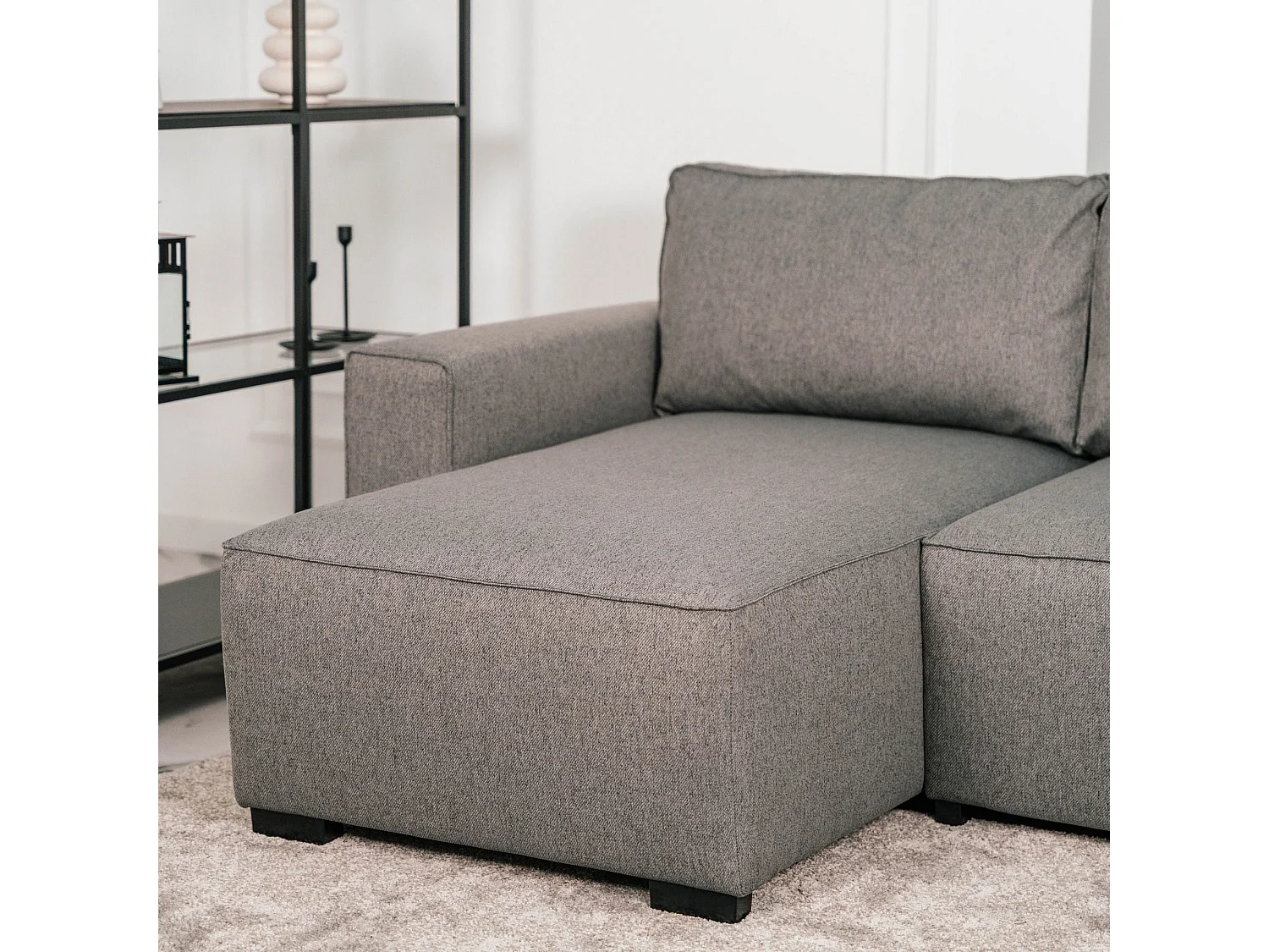 BUDWING Canapé-Lit Chaise Longue Jade Gris - 4 Places - 239x135x91 cm