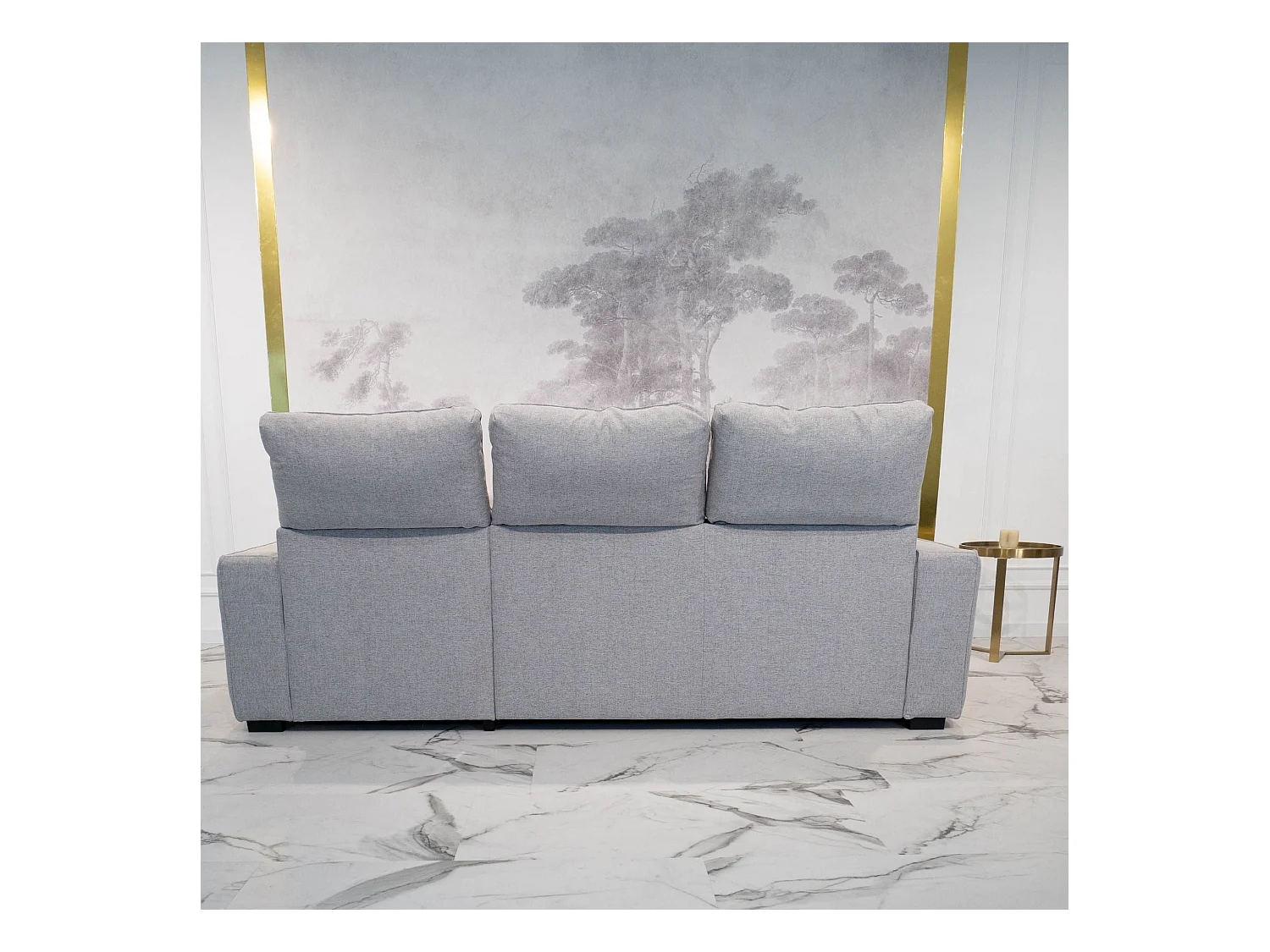 BUDWING Canapé-Lit Chaise Longue Harper Gris - 4 Places - 248,5x156x103 cm