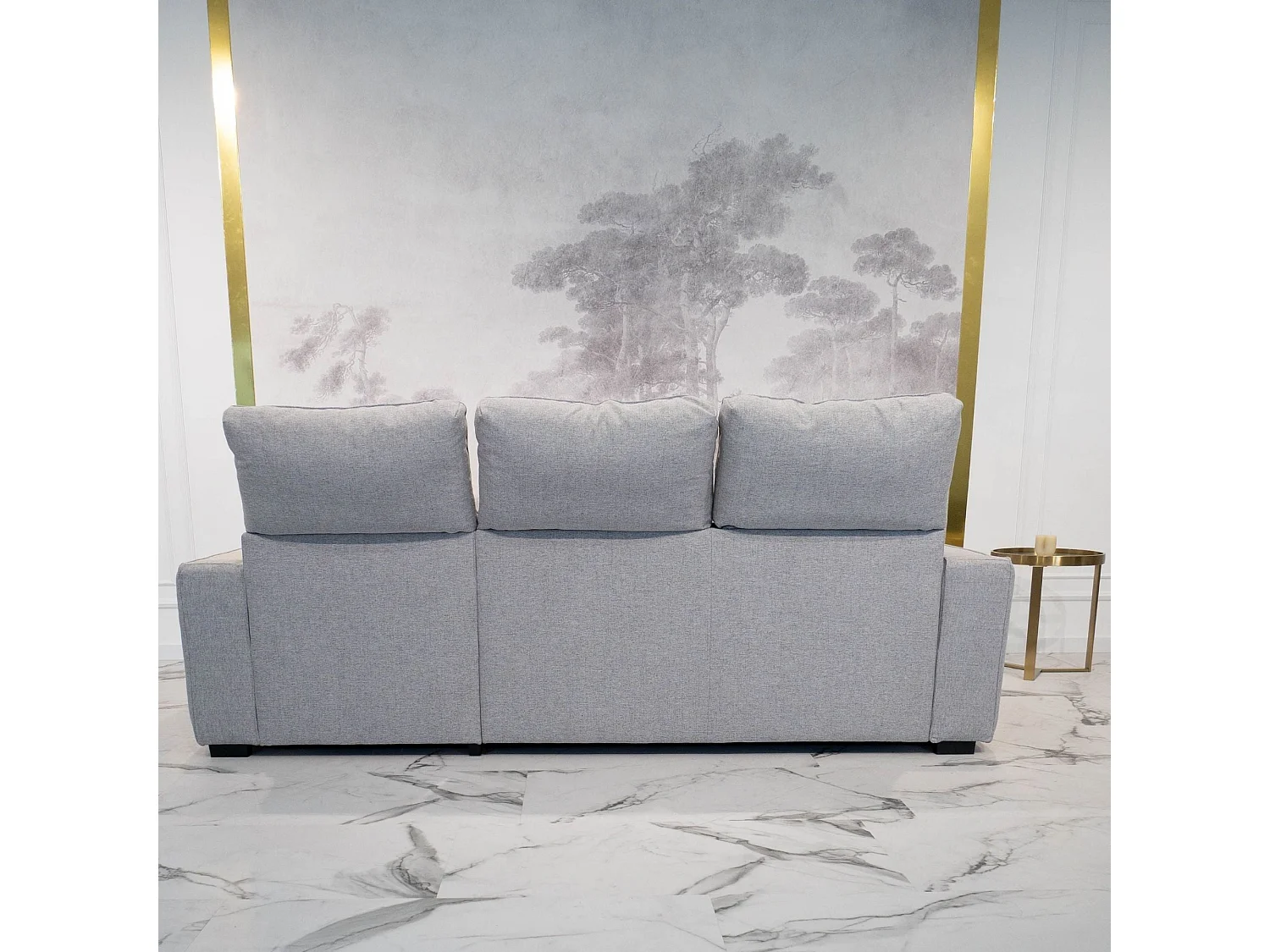 BUDWING Canapé-Lit Chaise Longue Harper Gris - 4 Places - 248,5x156x103 cm