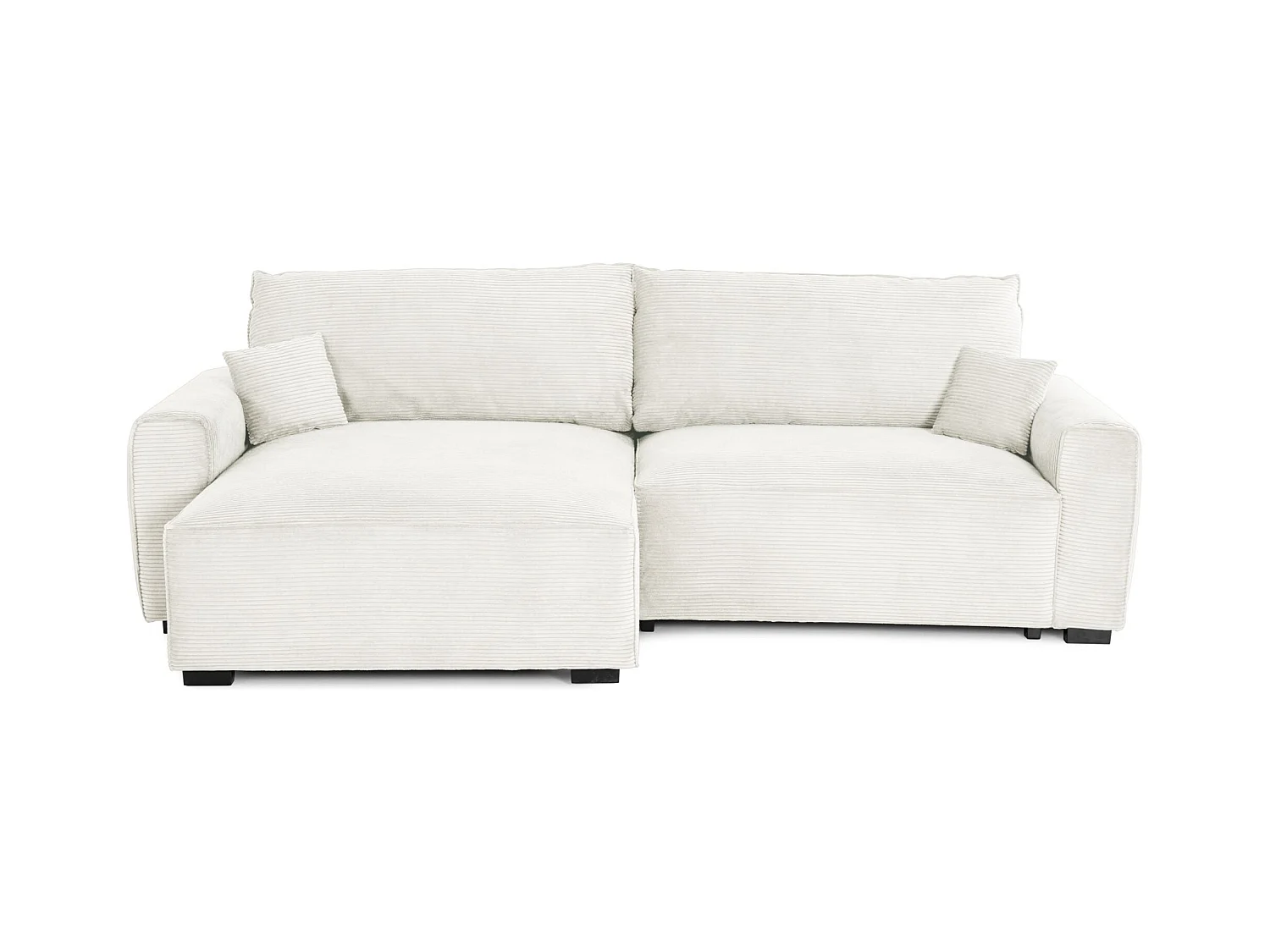 BUDWING Canapé-Lit Chaise Longue Lauren Beige - 4 Places - 269x158x96 cm