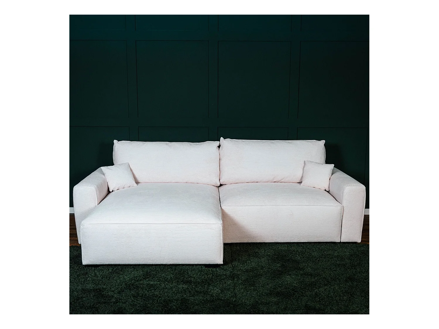 BUDWING Canapé-Lit Chaise Longue Lauren Beige - 4 Places - 269x158x96 cm