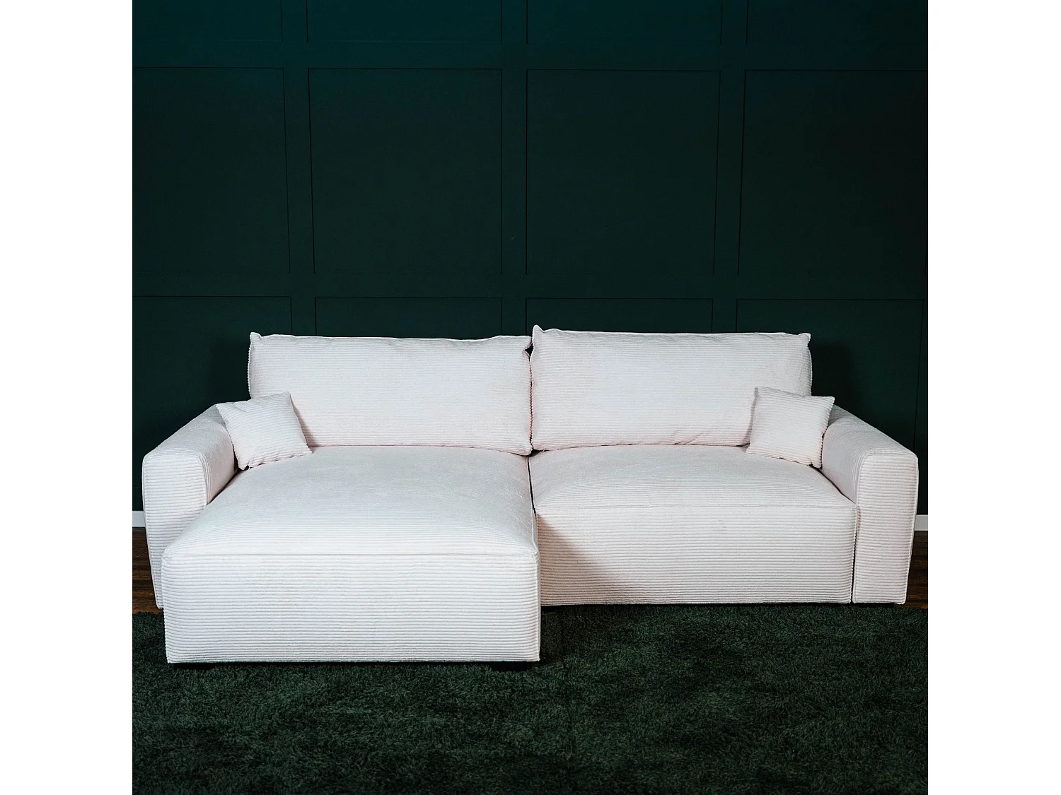 BUDWING Canapé-Lit Chaise Longue Lauren Beige - 4 Places - 269x158x96 cm