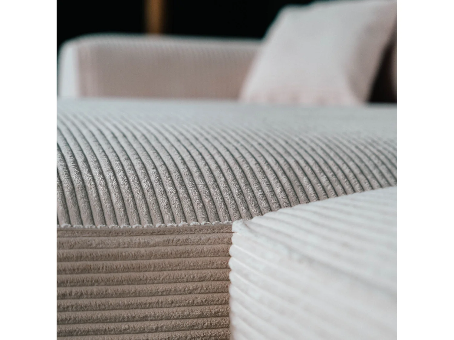 BUDWING Canapé-Lit Chaise Longue Lauren Beige - 4 Places - 269x158x96 cm