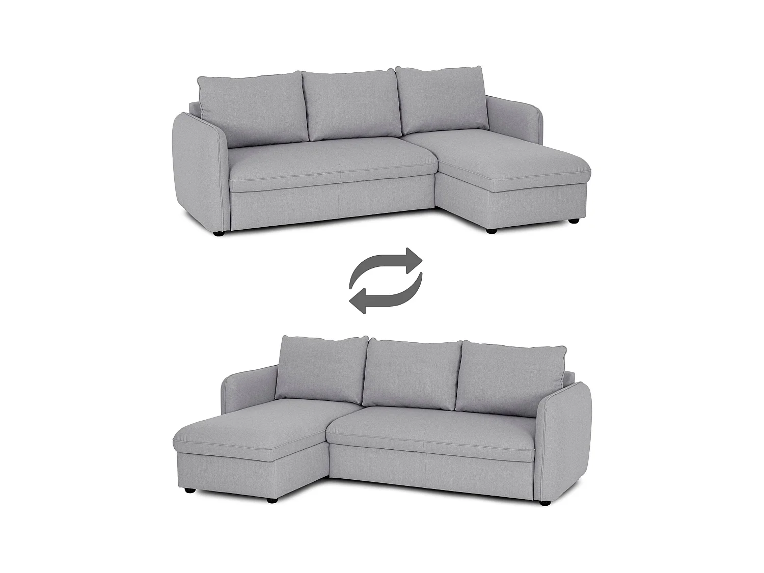 BUDWING Canapé-Lit Chaise Longue Vogue Gris - 4 Places - 240,5x168,5x93 cm