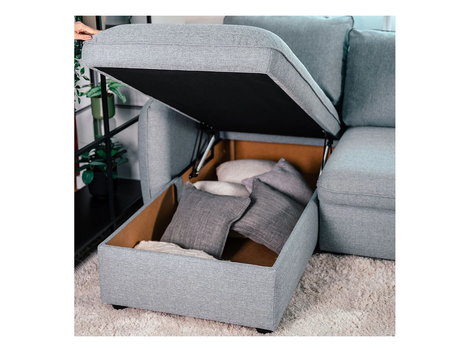 BUDWING Canapé-Lit Chaise Longue Vogue Gris - 4 Places - 240,5x168,5x93 cm