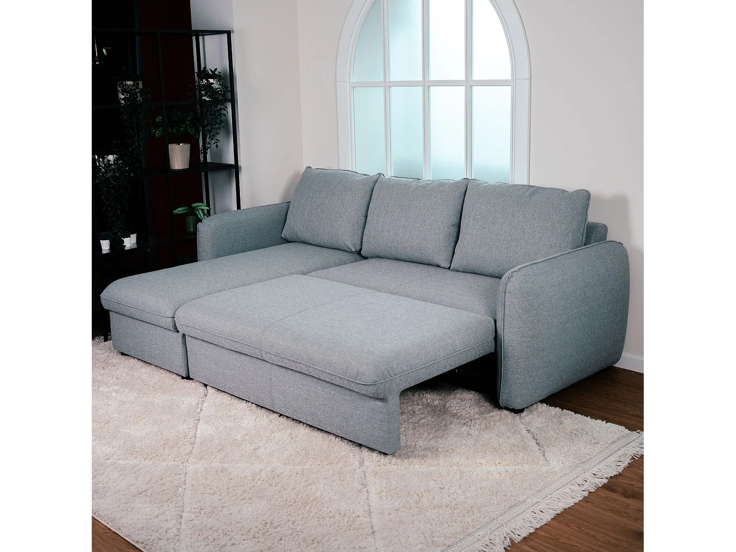 BUDWING Canapé-Lit Chaise Longue Vogue Gris - 4 Places - 240,5x168,5x93 cm