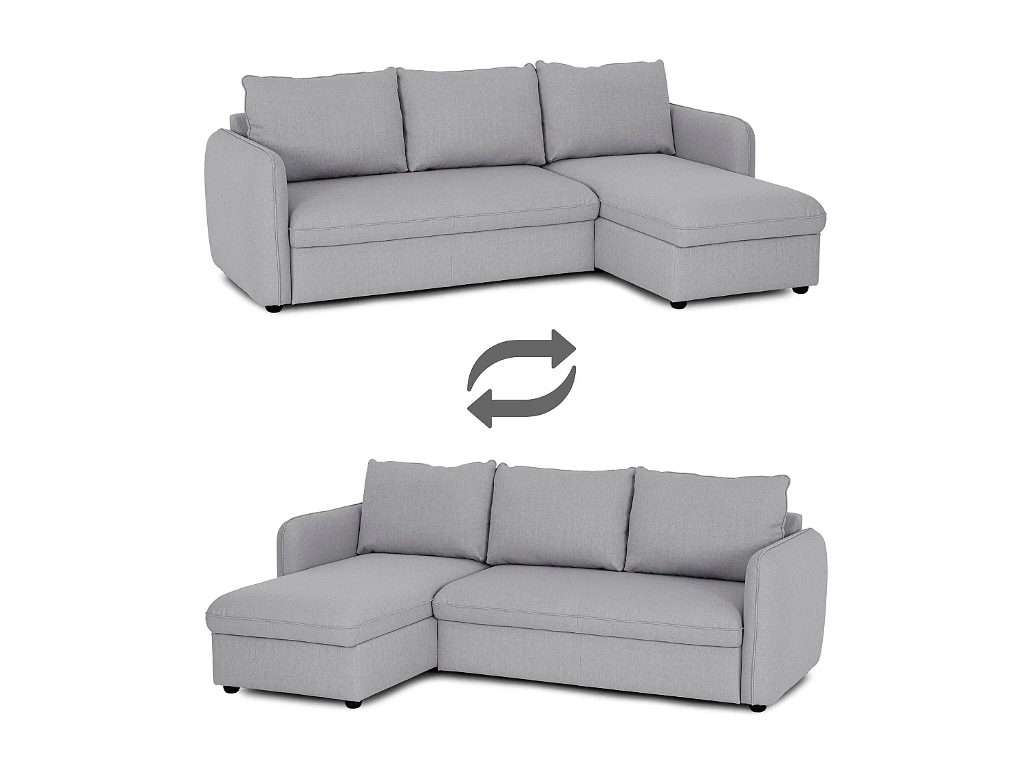 BUDWING Canapé-Lit Chaise Longue Vogue Gris - 4 Places - 240,5x168,5x93 cm