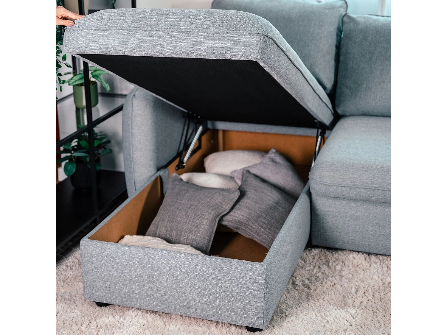 BUDWING Canapé-Lit Chaise Longue Vogue Gris - 4 Places - 240,5x168,5x93 cm