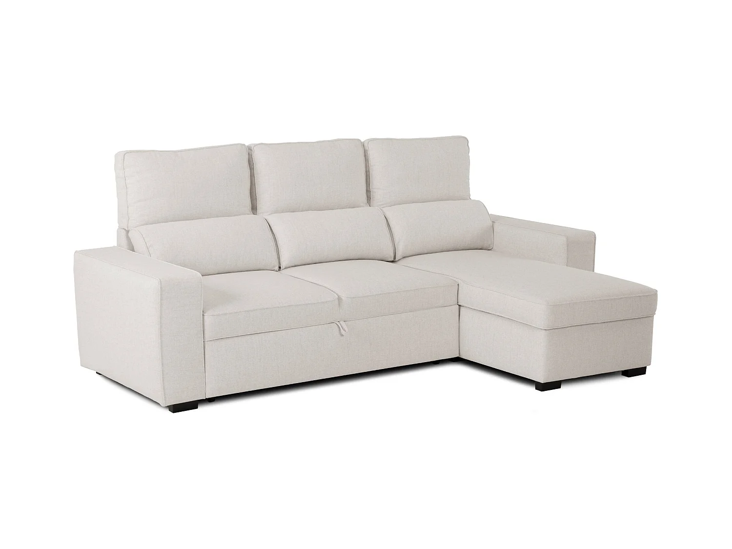 BUDWING Canapé-Lit Chaise Longue Harper Beige - 4 Places - 248,5x156x103 cm