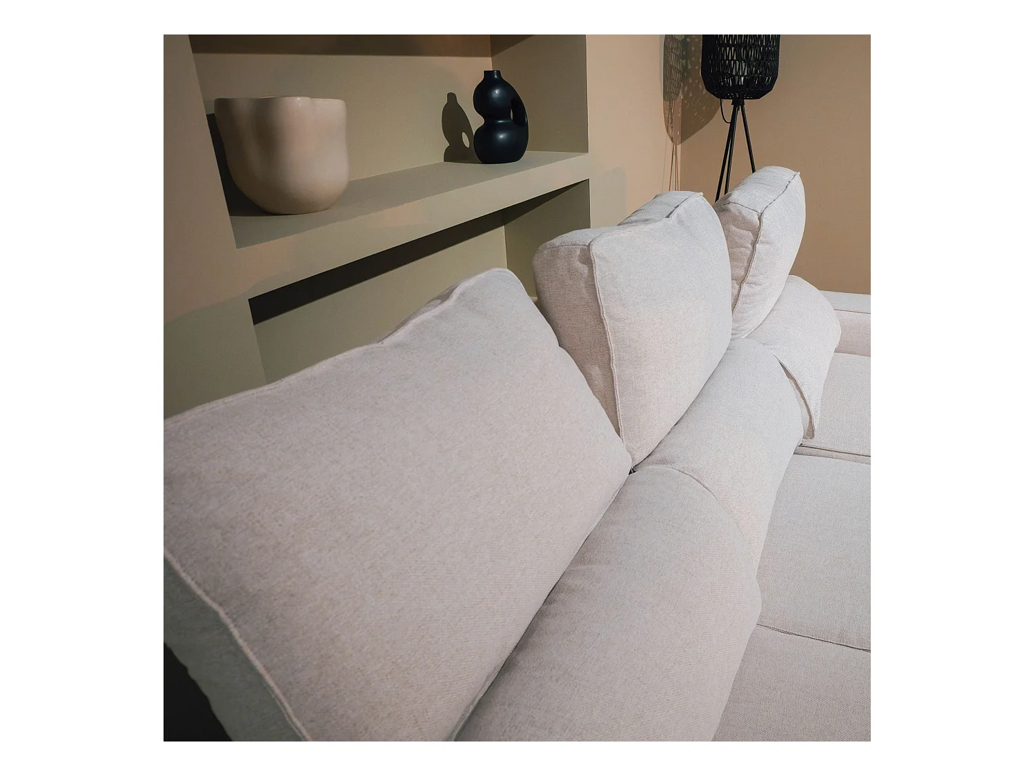 BUDWING Canapé-Lit Chaise Longue Harper Beige - 4 Places - 248,5x156x103 cm