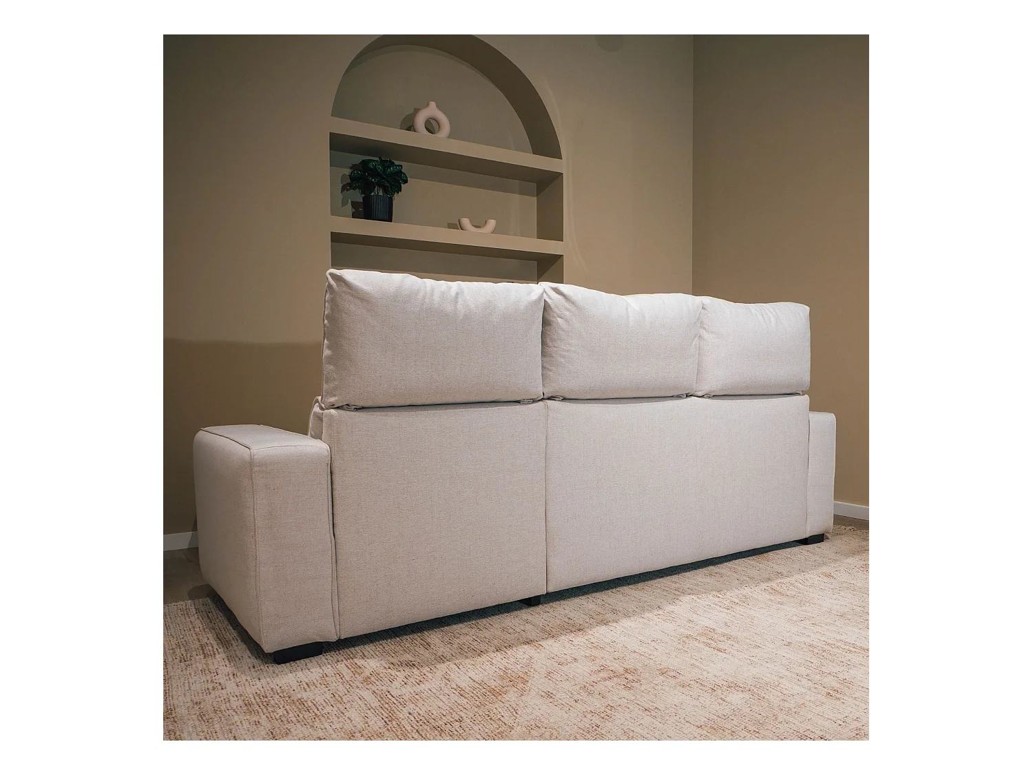 BUDWING Canapé-Lit Chaise Longue Harper Beige - 4 Places - 248,5x156x103 cm