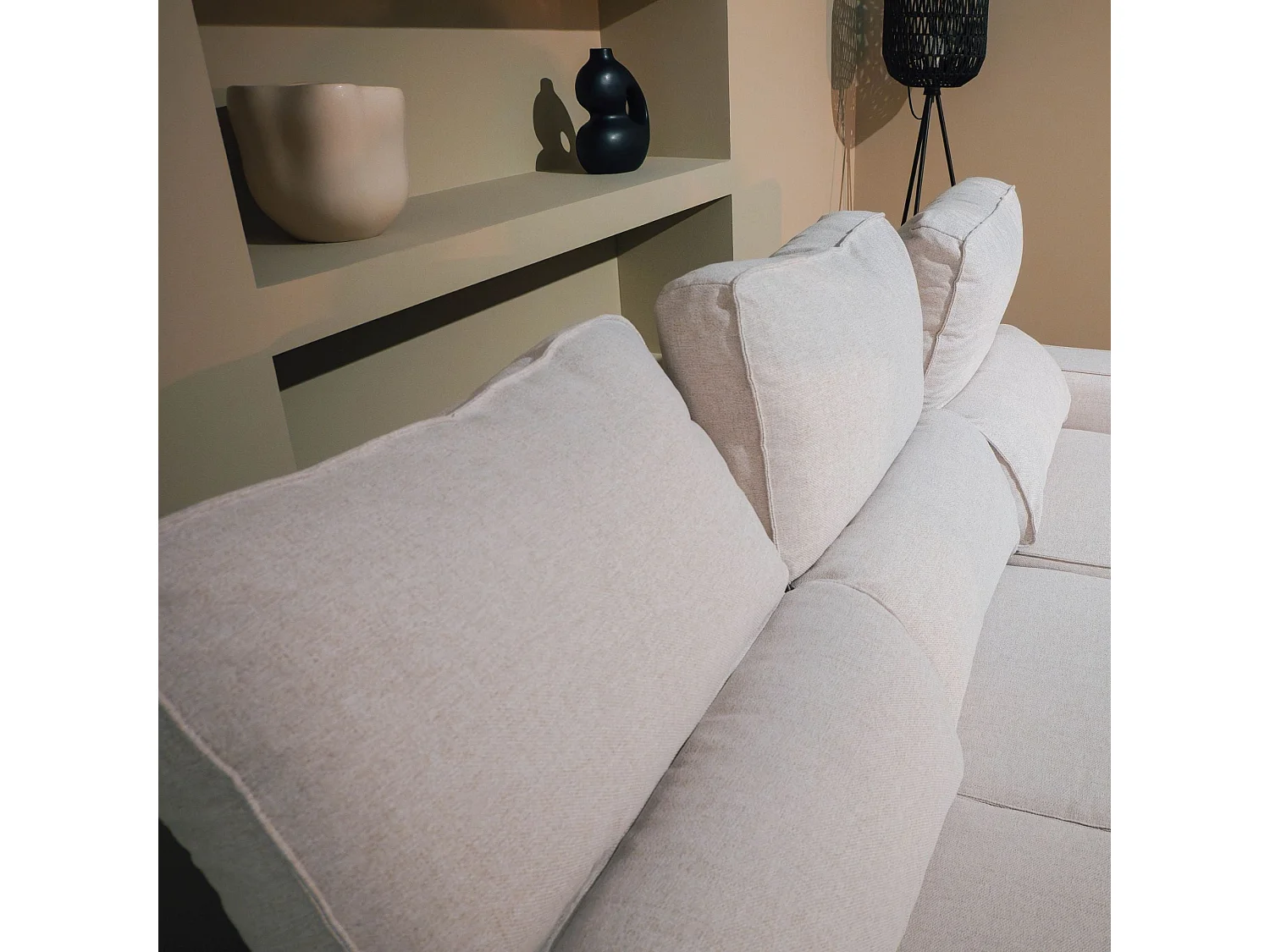 BUDWING Canapé-Lit Chaise Longue Harper Beige - 4 Places - 248,5x156x103 cm