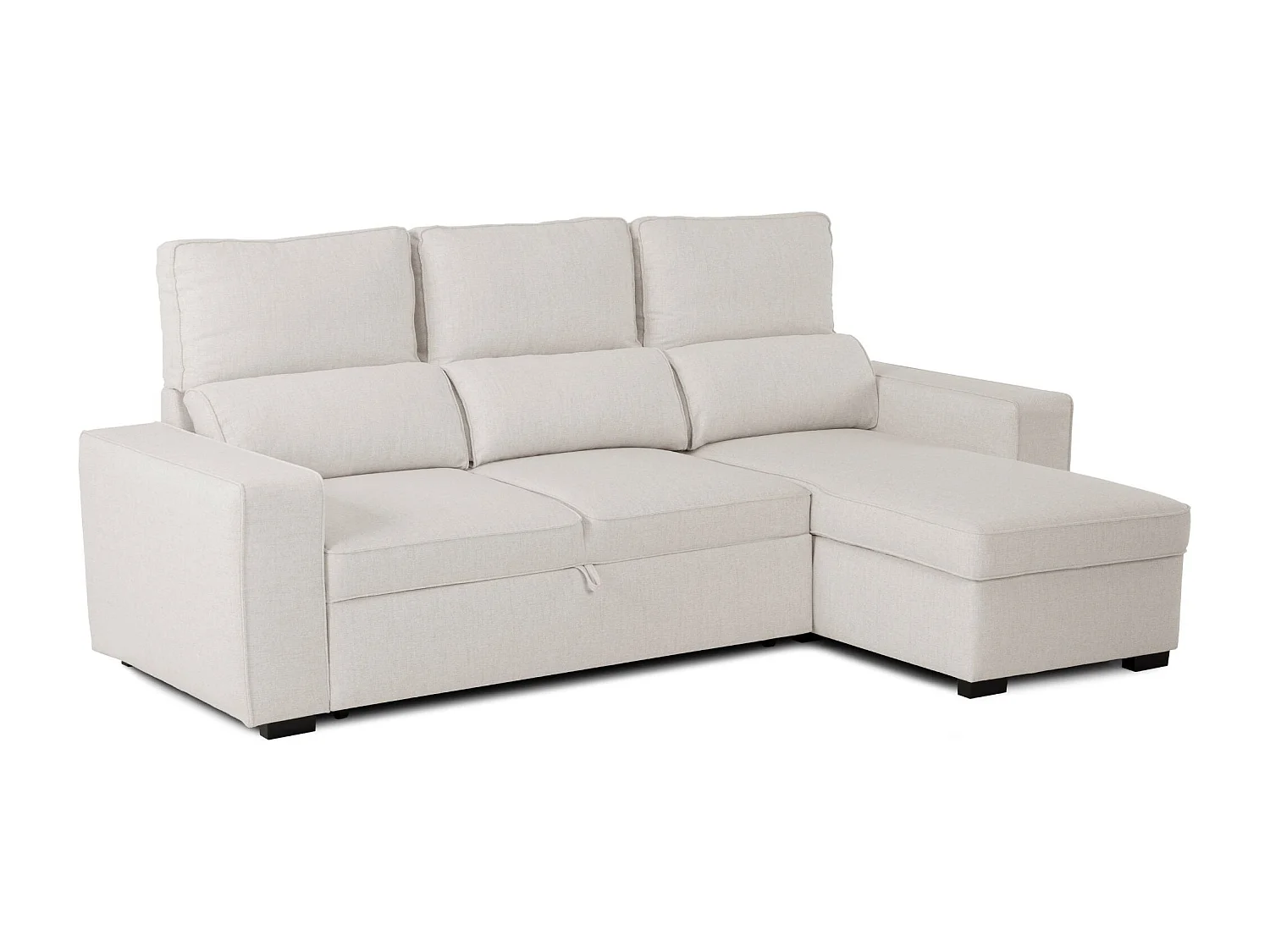 Canapé-lit 3 Places Beige - Chaise Longue Réversible Côté Droit/Gauche avec Rangement Intégré (248,5 x 117 x 103 cm) - HARPER