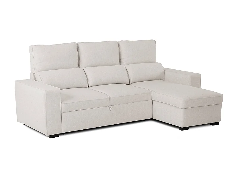 BUDWING Canapé-Lit Chaise Longue Harper Beige - 4 Places - 248,5x156x103 cm