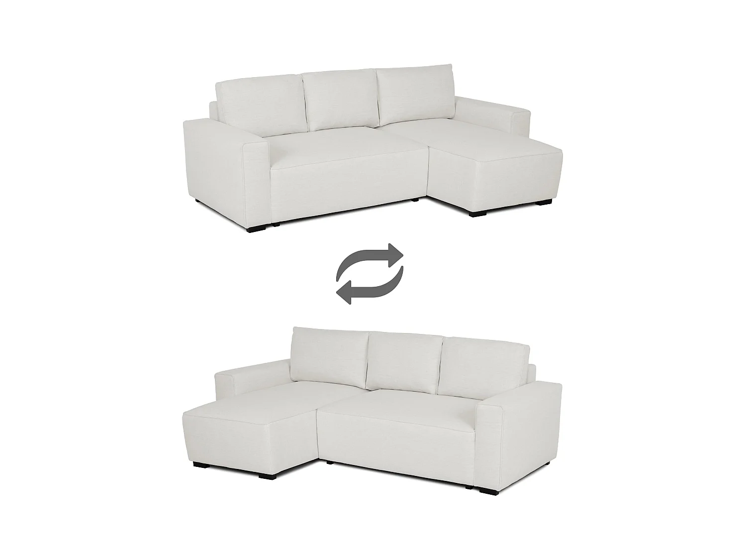 BUDWING Canapé-Lit Chaise Longue Jade Beige - 4 Places - 239x135x91 cm