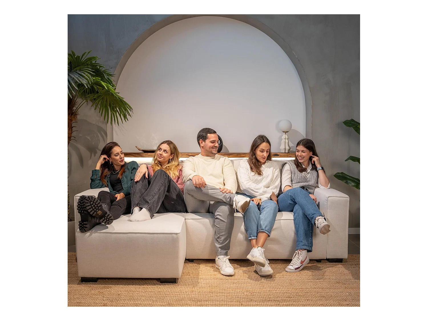 BUDWING Canapé-Lit Chaise Longue Jade Beige - 4 Places - 239x135x91 cm