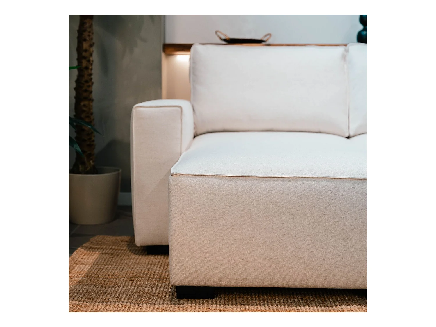 BUDWING Canapé-Lit Chaise Longue Jade Beige - 4 Places - 239x135x91 cm