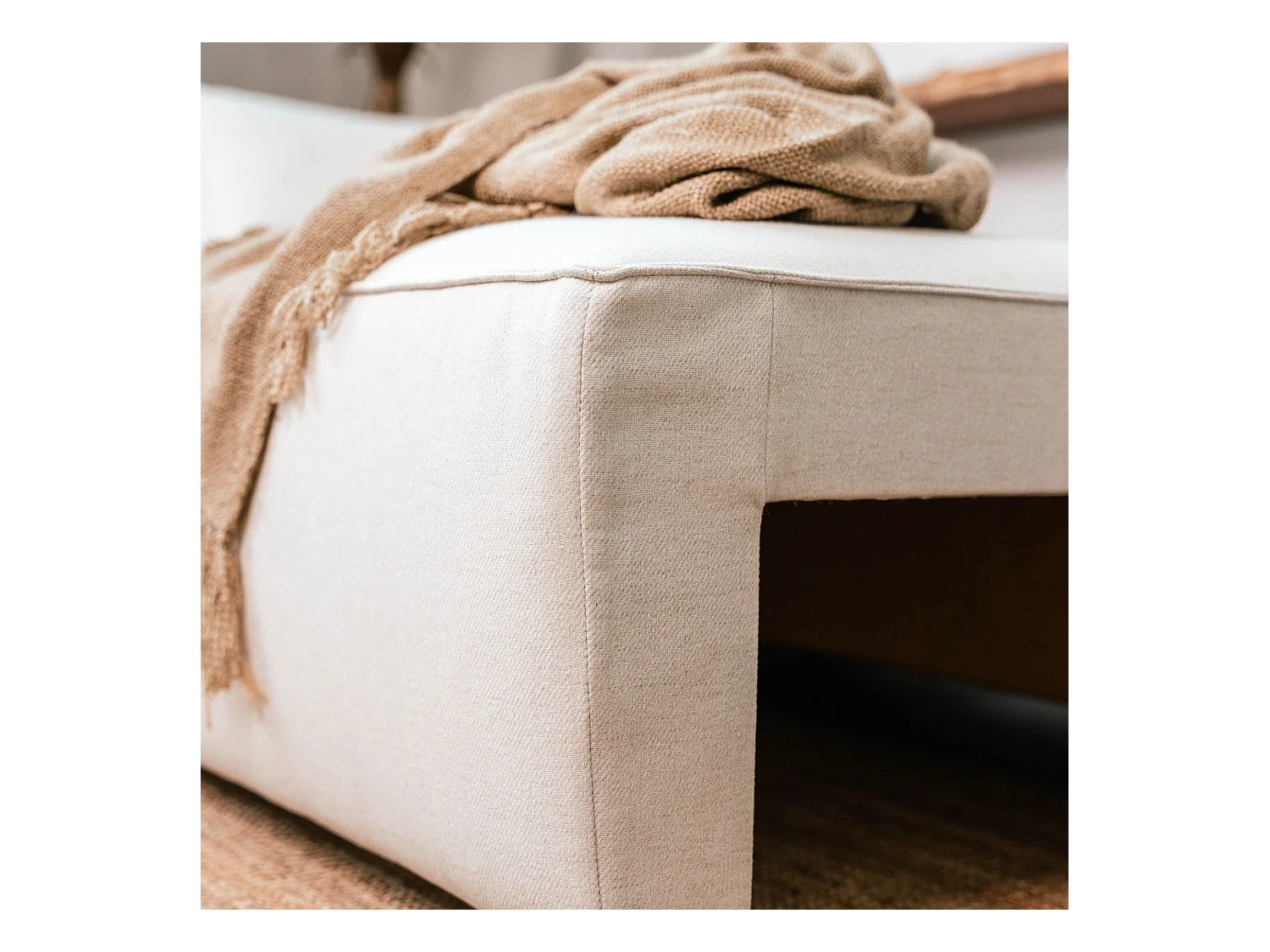 BUDWING Canapé-Lit Chaise Longue Jade Beige - 4 Places - 239x135x91 cm