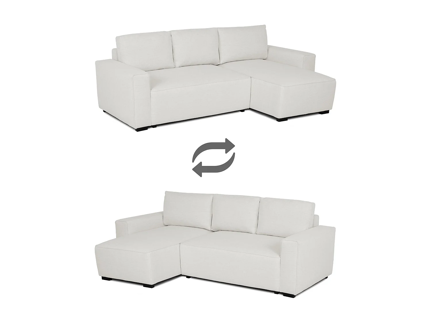 BUDWING Canapé-Lit Chaise Longue Jade Beige - 4 Places - 239x135x91 cm