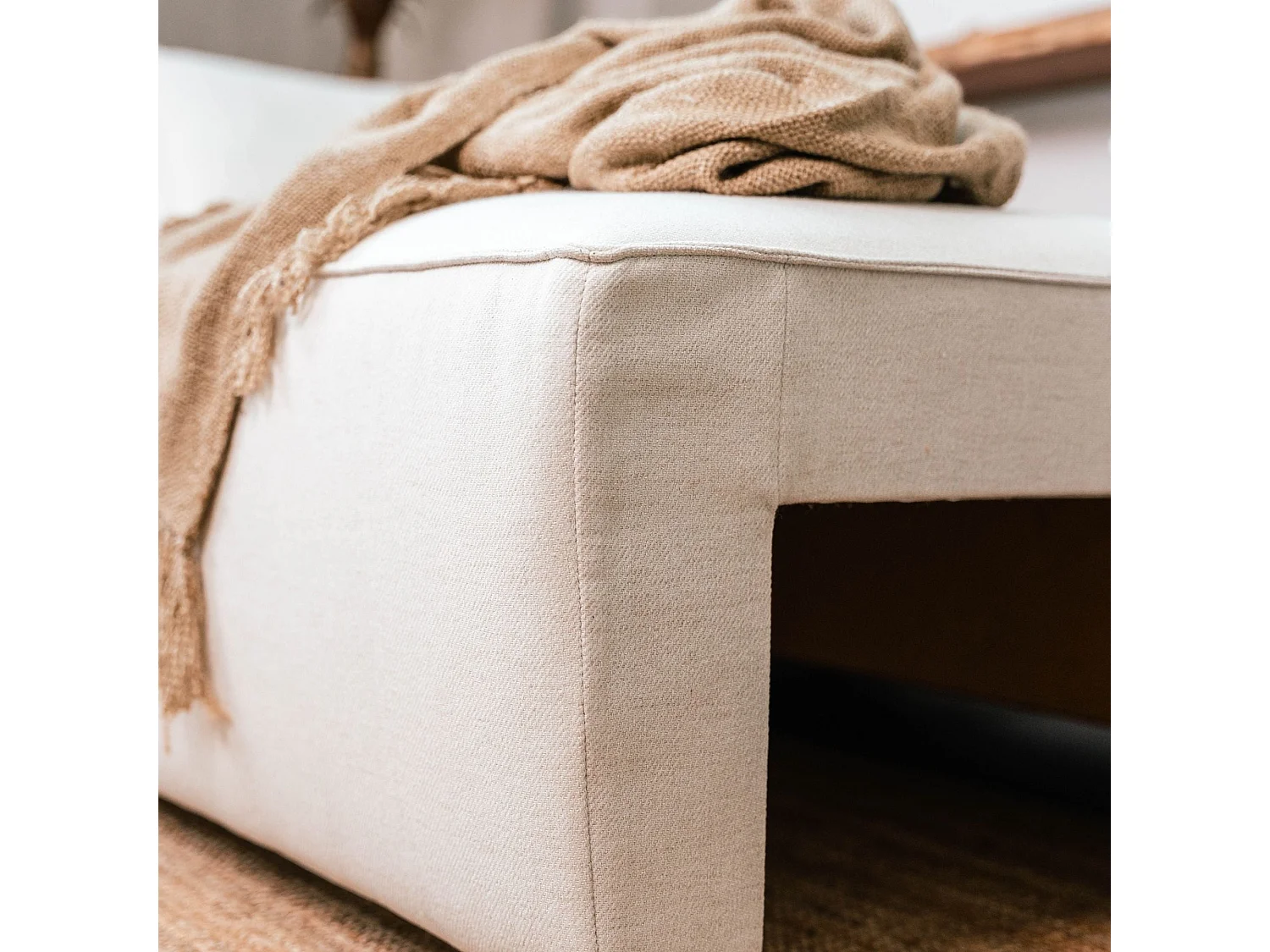 BUDWING Canapé-Lit Chaise Longue Jade Beige - 4 Places - 239x135x91 cm