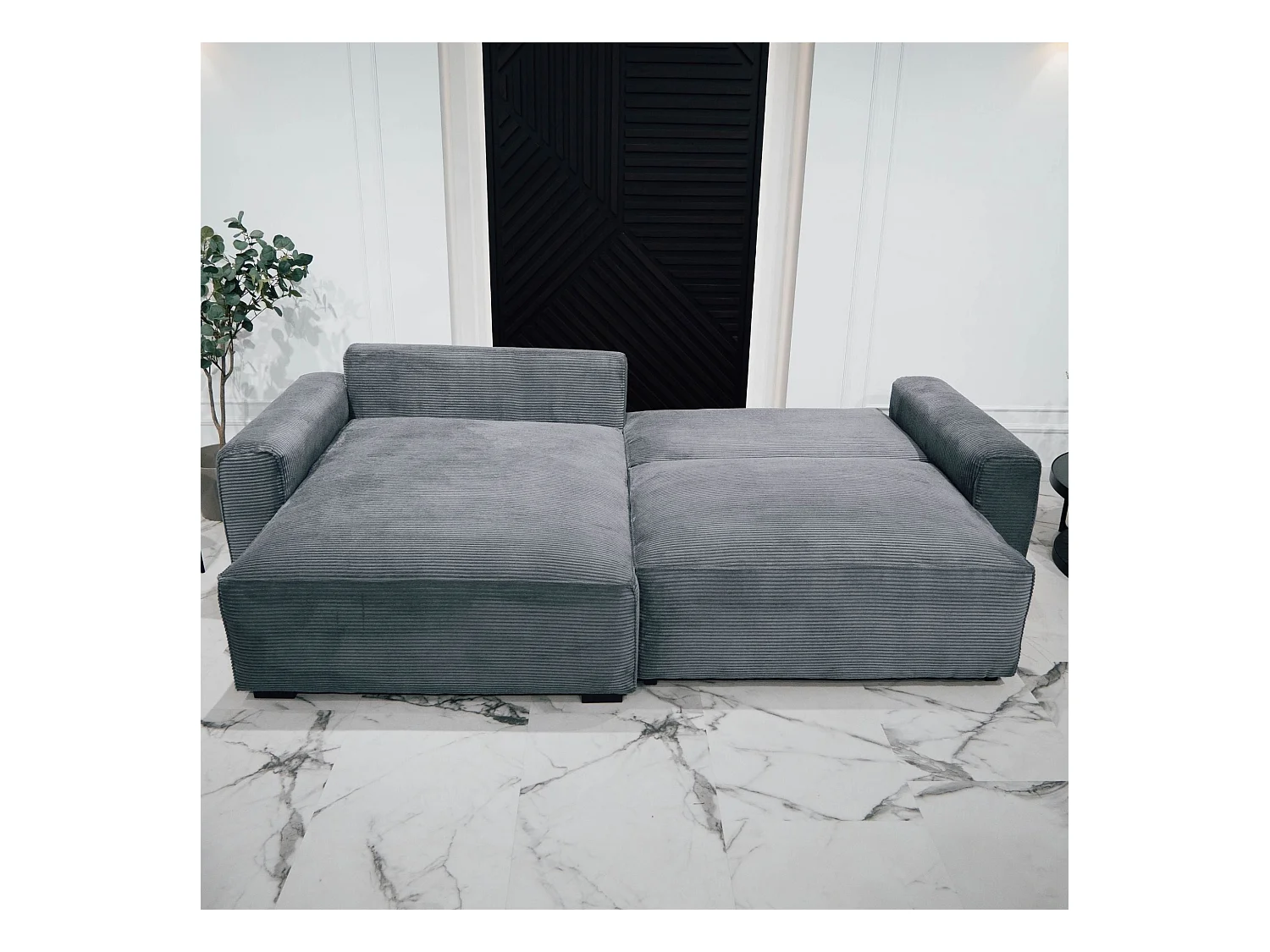 BUDWING Canapé-Lit Chaise Longue Lauren Gris Pur - 4 Places - 269x158x96 cm