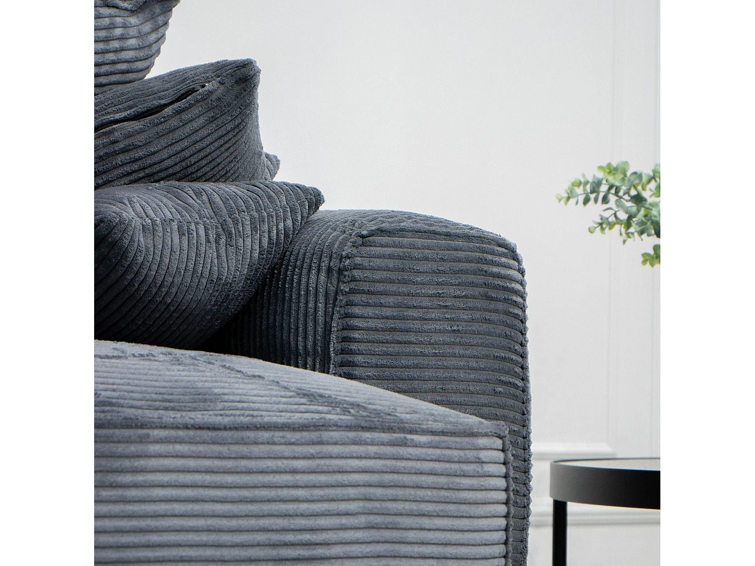 BUDWING Canapé-Lit Chaise Longue Lauren Gris Pur - 4 Places - 269x158x96 cm