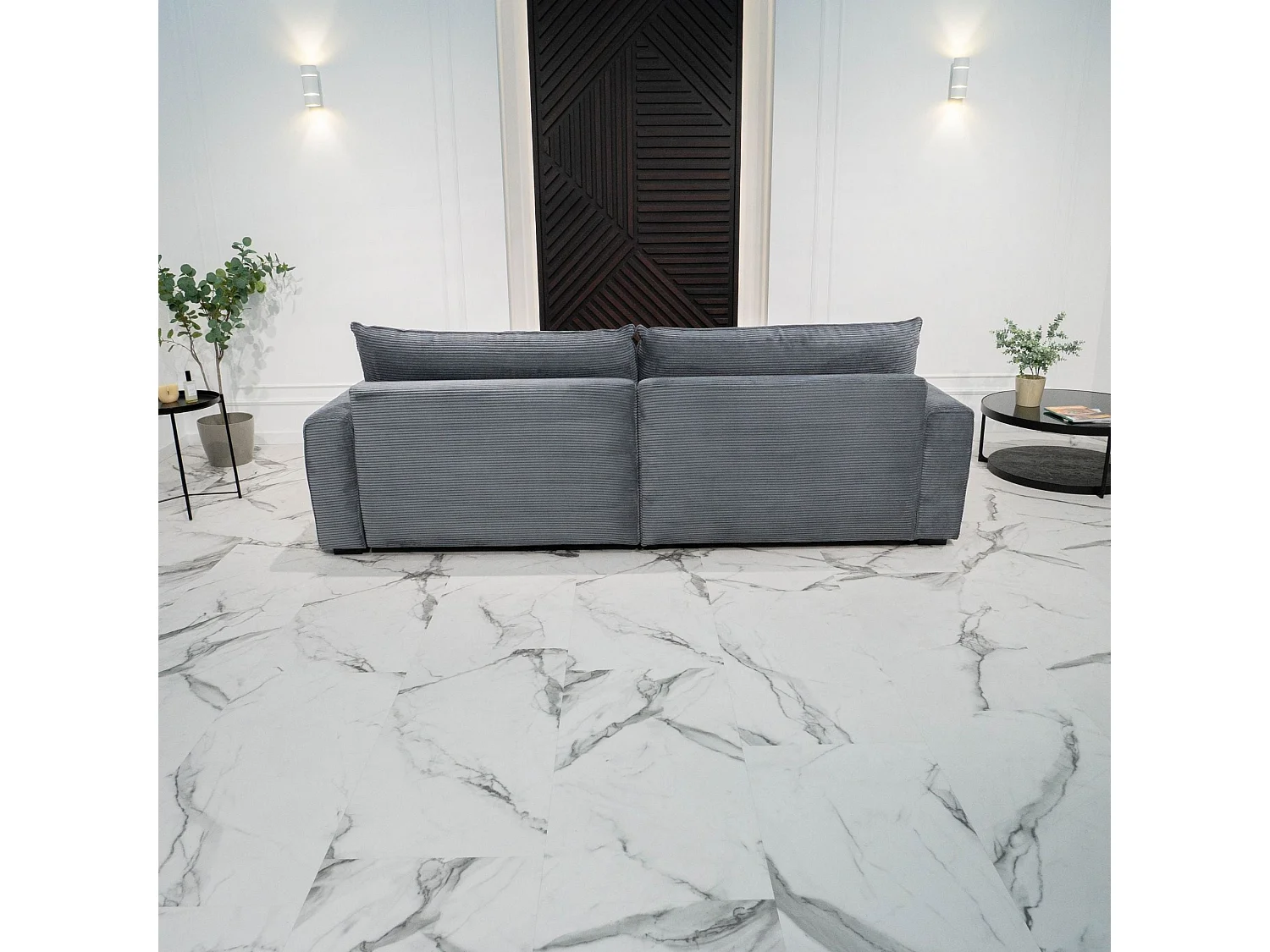 BUDWING Canapé-Lit Chaise Longue Lauren Gris Pur - 4 Places - 269x158x96 cm