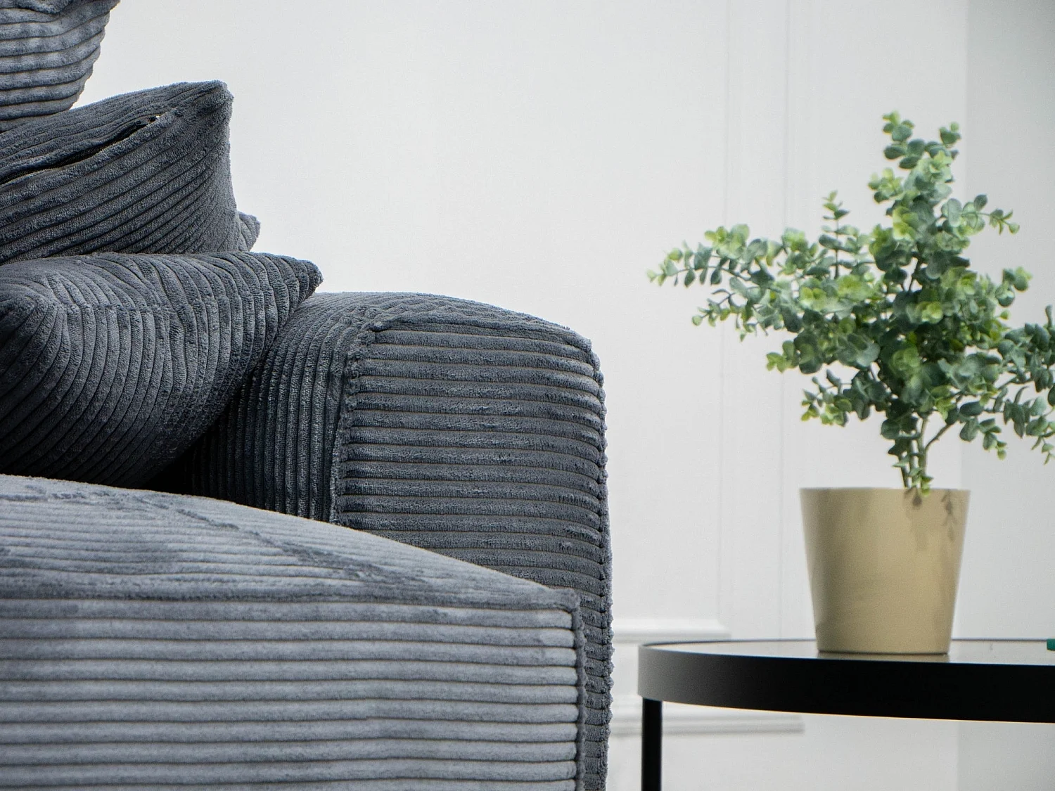 BUDWING Canapé-Lit Chaise Longue Lauren Gris Pur - 3 Places - 269x158x96 cm