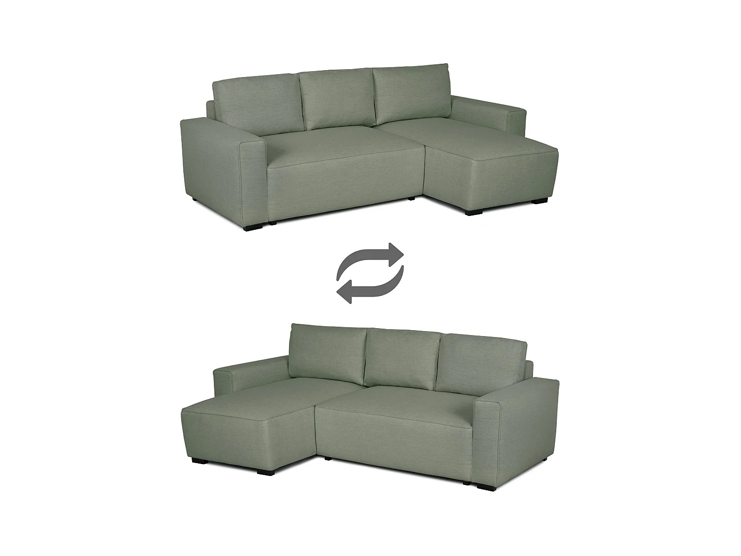 BUDWING Canapé-Lit Chaise Longue Jade Vert - 4 Places - 239x135x91 cm