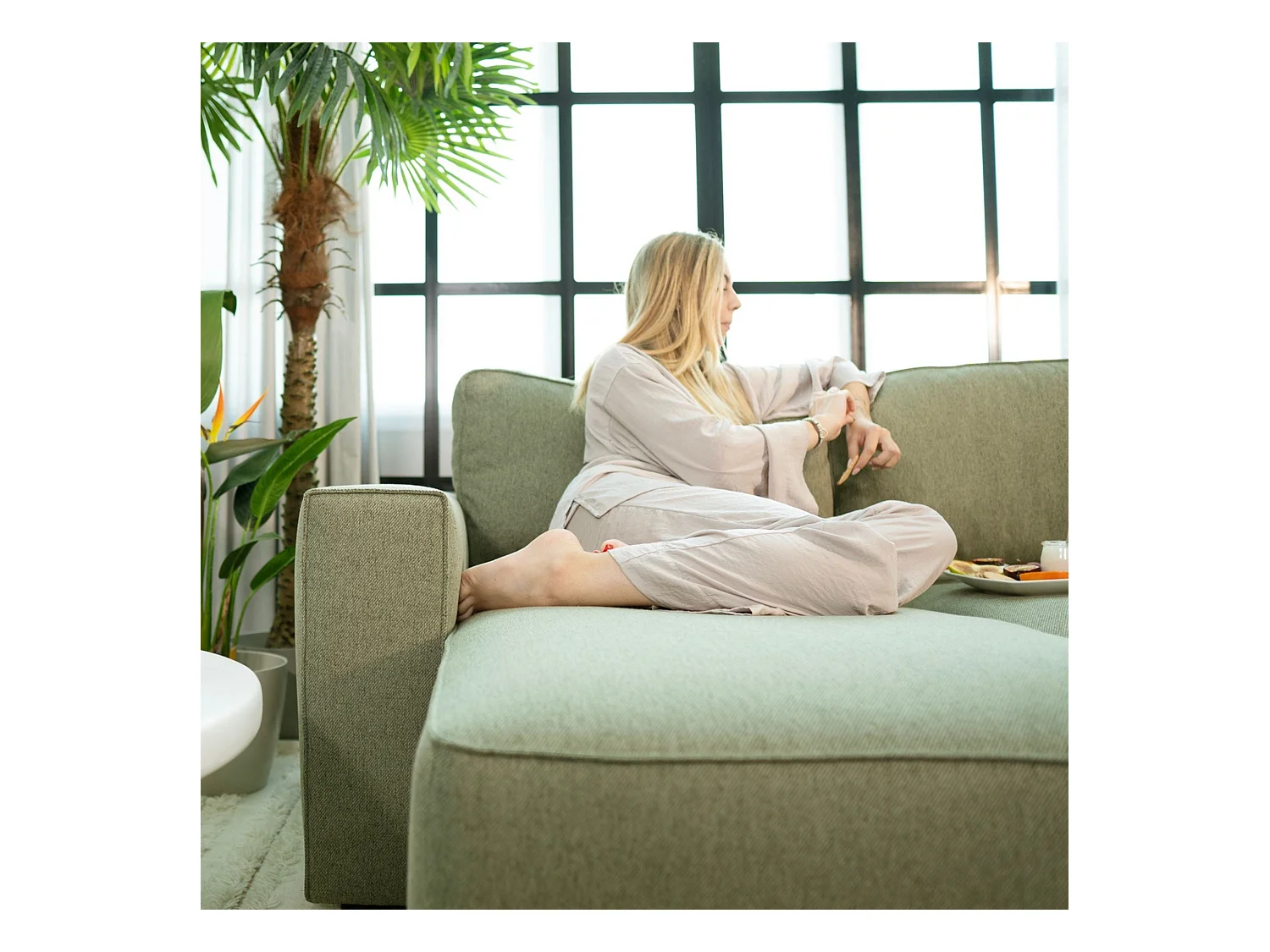 BUDWING Canapé-Lit Chaise Longue Jade Vert - 4 Places - 239x135x91 cm