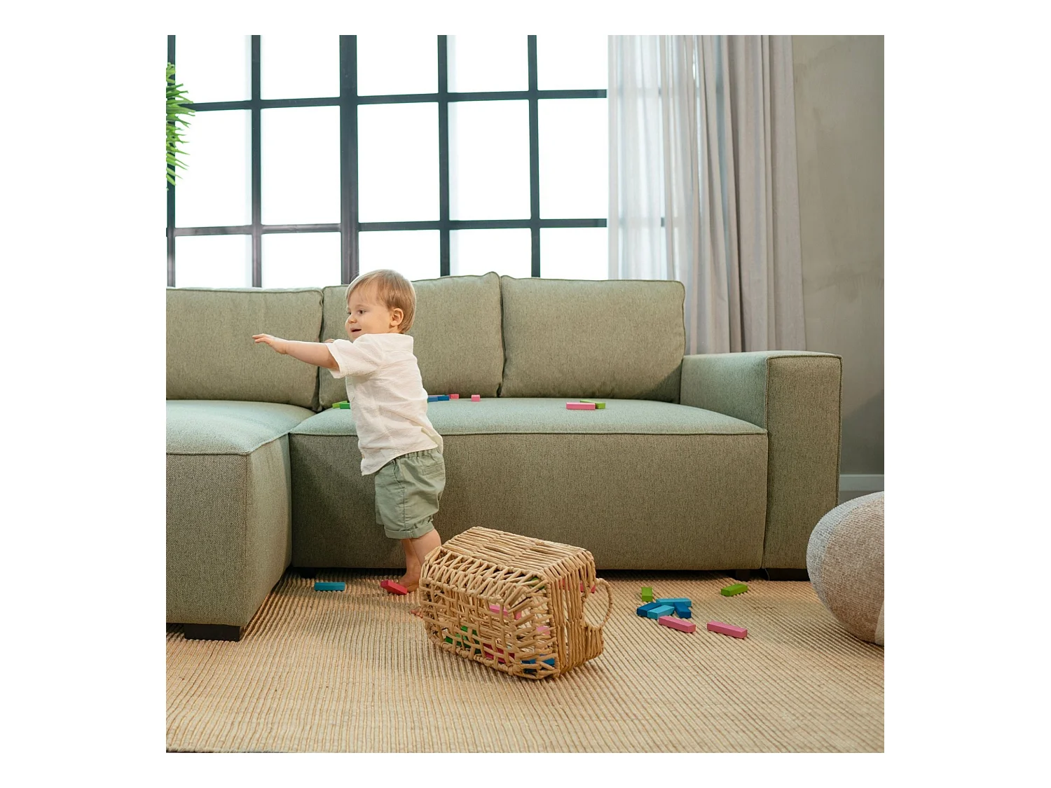 BUDWING Canapé-Lit Chaise Longue Jade Vert - 4 Places - 239x135x91 cm