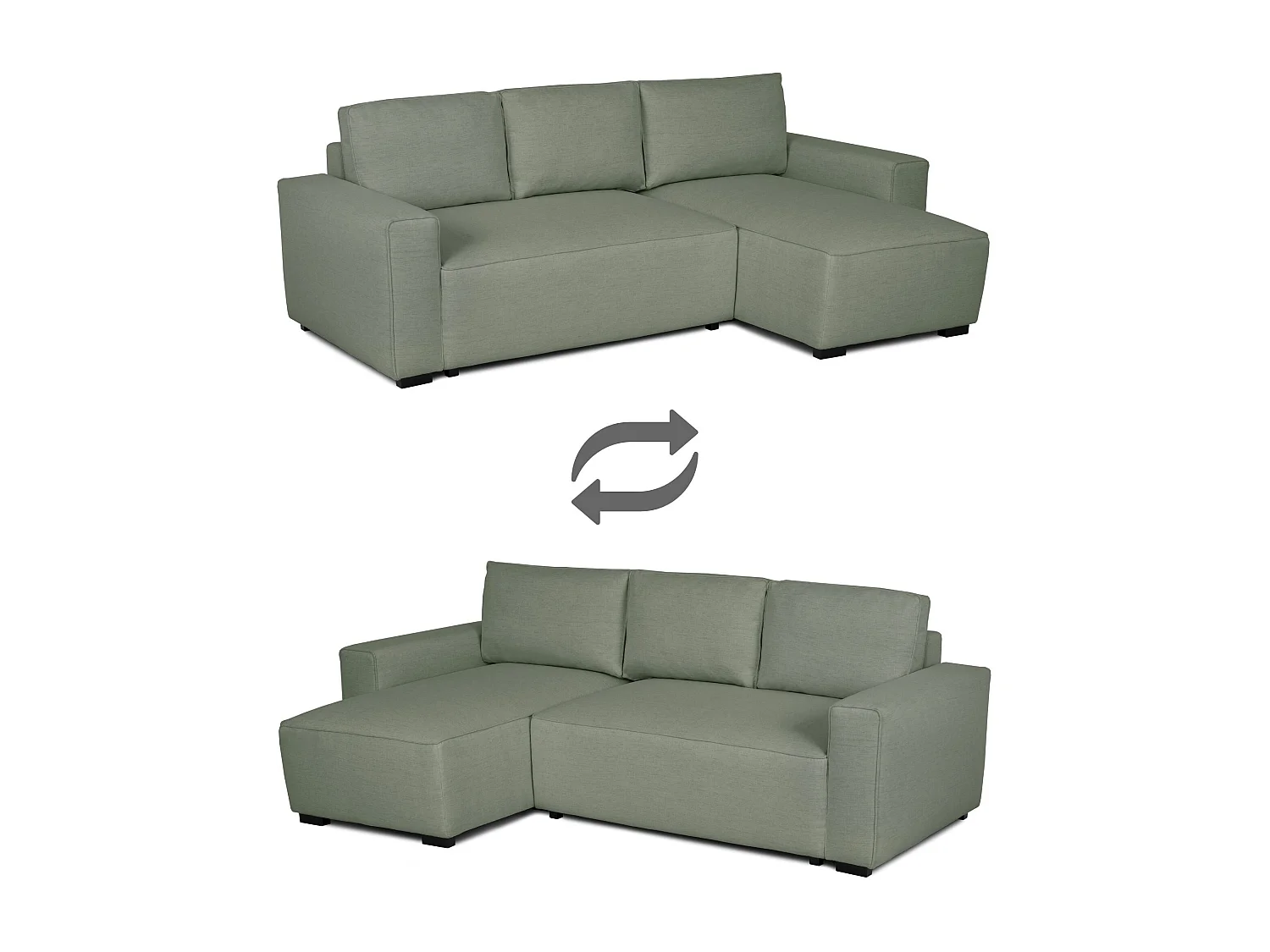 BUDWING Canapé-Lit Chaise Longue Jade Vert - 4 Places - 239x135x91 cm