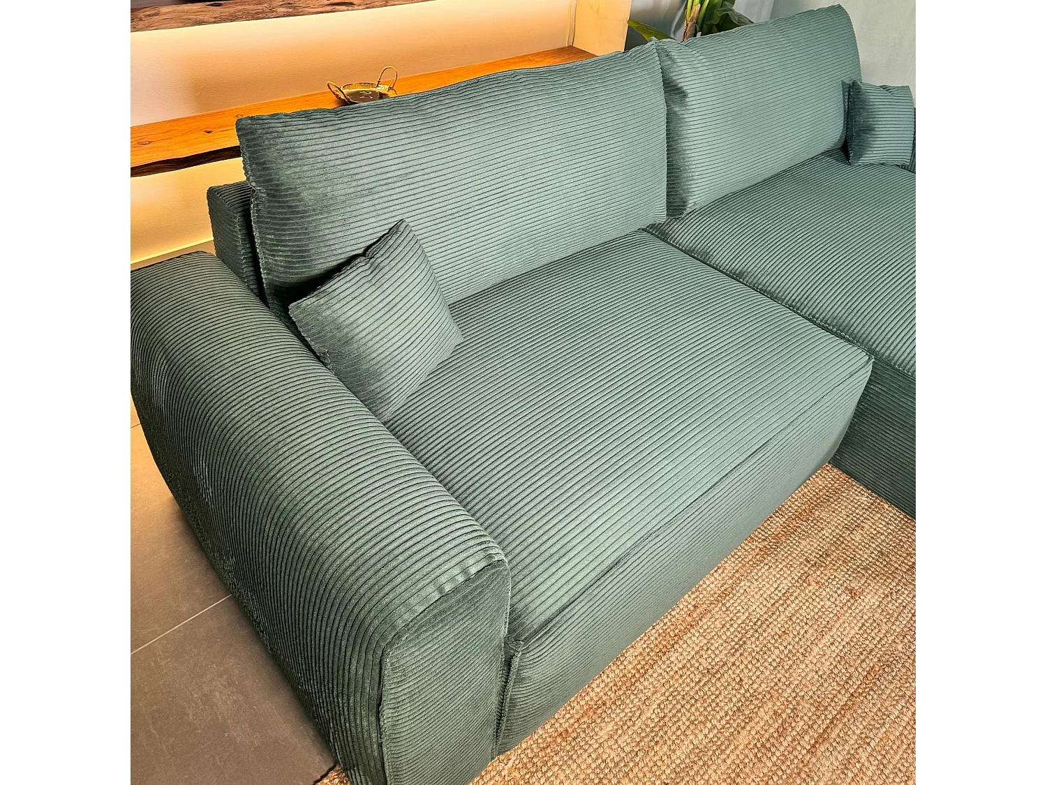 BUDWING Canapé-Lit Chaise Longue Lauren Vert Sapin - 4 Places - 269x158x96 cm