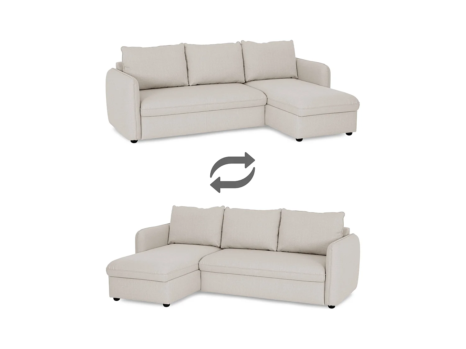 BUDWING Canapé-Lit Chaise Longue Vogue Beige - 4 Places - 240,5x168,5x93 cm